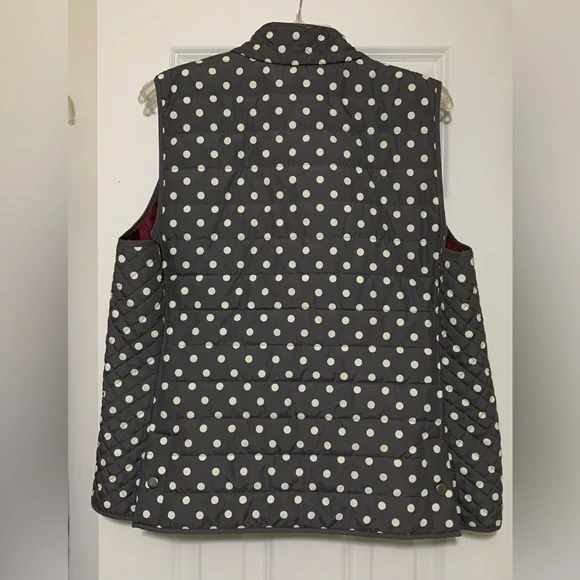 Polka Dot L Quilted Vest Talbots Outlet Brown Purple White - Picture 4 of 6